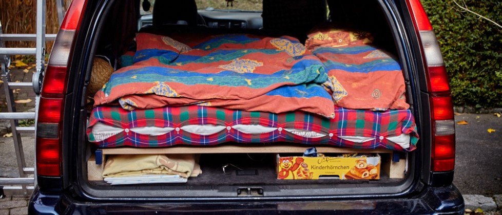 Ein Bett im Volvo