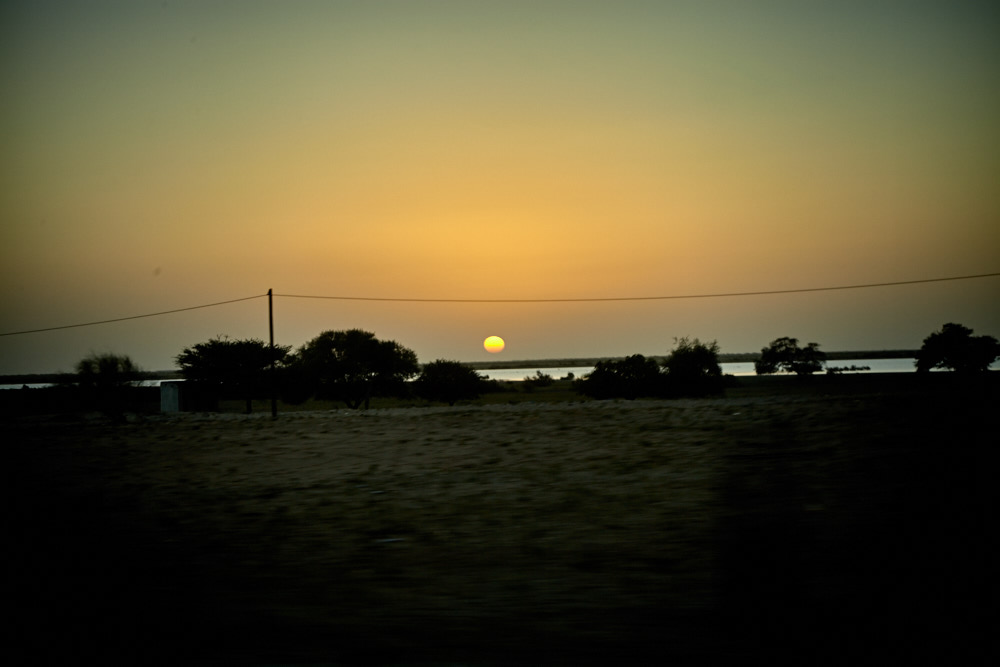Sonnenuntergang am Senegal-Fluss
